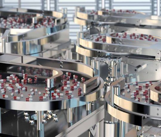 factory of the pharmaceutical industry. pills on the conveyor